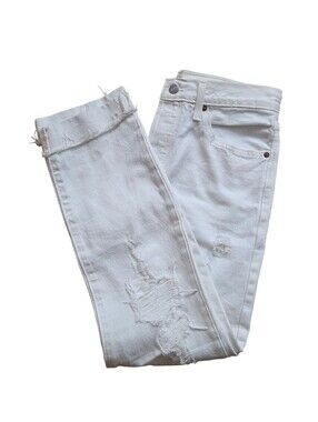 NWOT Levi's 501 High Rise Distressed Straight Leg Jeans White 26x30